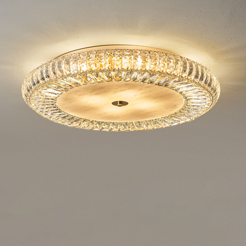 Lustre de plafond moderne luxueux en cristal et métal rond à plusieurs couches 8/12/18/24 lumières pour salon 