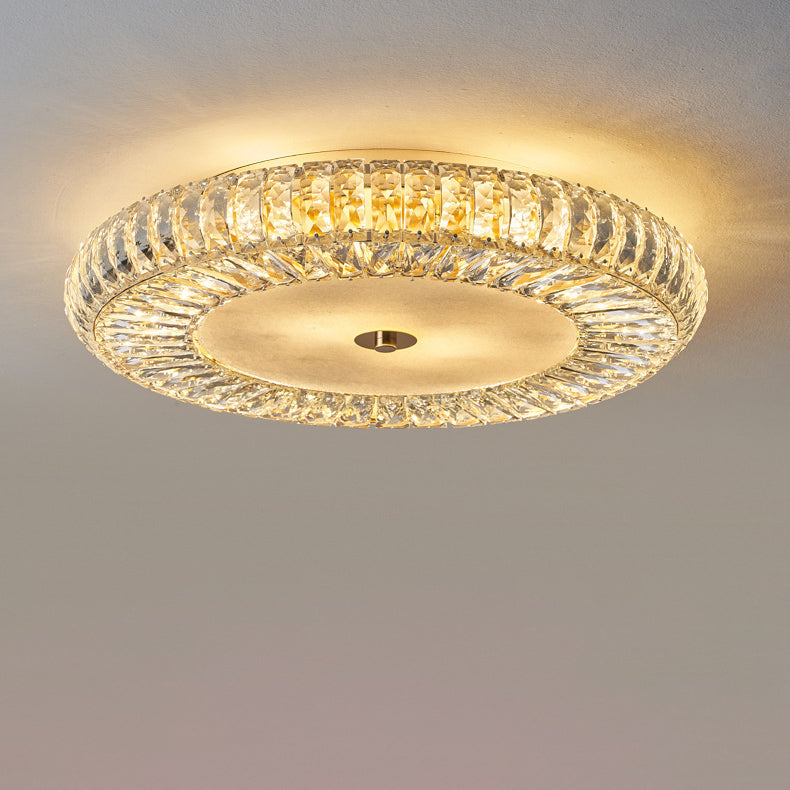 Lustre de plafond moderne luxueux en cristal et métal rond à plusieurs couches 8/12/18/24 lumières pour salon 
