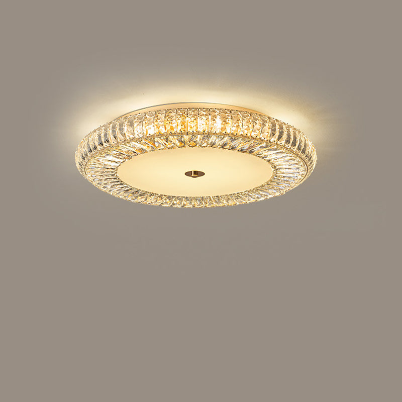 Lustre de plafond moderne luxueux en cristal et métal rond à plusieurs couches 8/12/18/24 lumières pour salon 