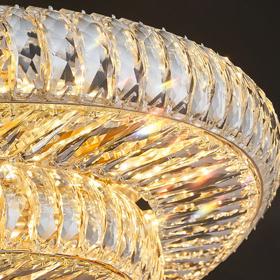 Lustre de plafond moderne luxueux en cristal et métal rond à plusieurs couches 8/12/18/24 lumières pour salon 