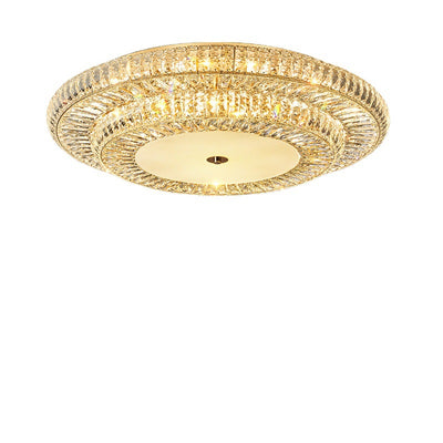 Lustre de plafond moderne luxueux en cristal et métal rond à plusieurs couches 8/12/18/24 lumières pour salon 