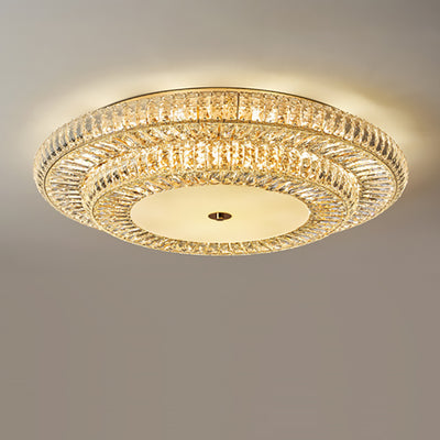 Lustre de plafond moderne luxueux en cristal et métal rond à plusieurs couches 8/12/18/24 lumières pour salon 