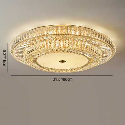 Lustre de plafond moderne luxueux en cristal et métal rond à plusieurs couches 8/12/18/24 lumières pour salon 