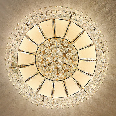 Lustre de plafond moderne en cristal de verre et métal rond avec diamants 12/18/24/37 lumières pour salon 