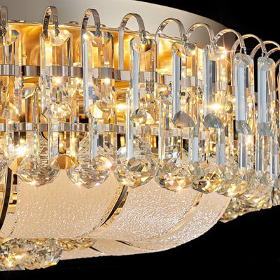 Lustre de plafond moderne en cristal de verre et métal rond avec diamants 12/18/24/37 lumières pour salon 