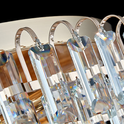 Lustre de plafond moderne en cristal de verre et métal rond avec diamants 12/18/24/37 lumières pour salon 