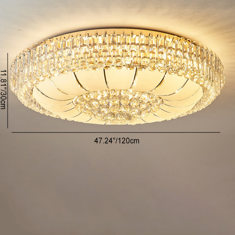 Lustre de plafond moderne en cristal de verre et métal rond avec diamants 12/18/24/37 lumières pour salon 