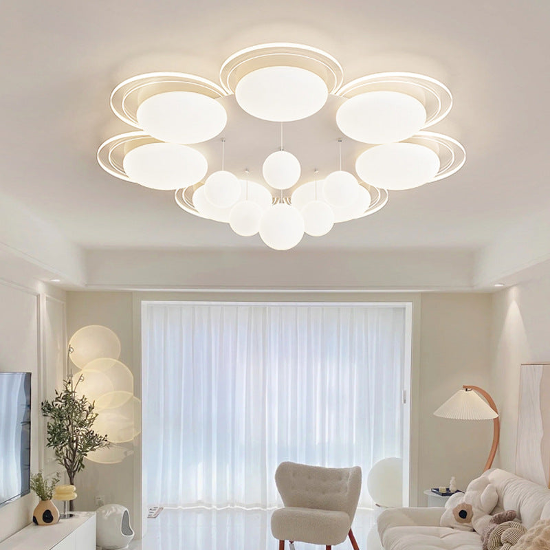 Plafonnier LED en fer nordique contemporain PE boule ronde pour salon 