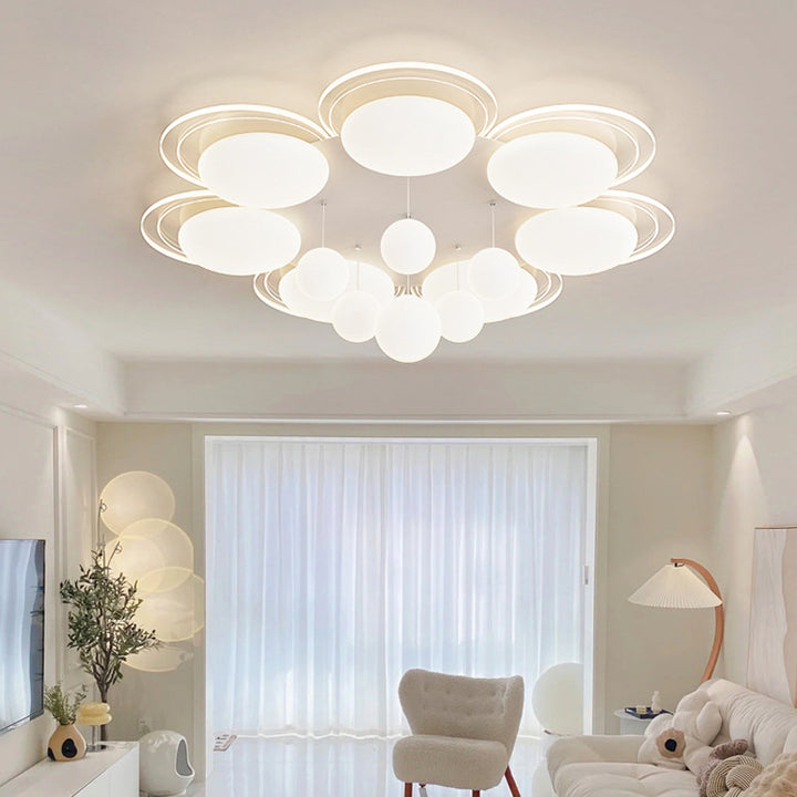 Plafonnier LED en fer nordique contemporain PE boule ronde pour salon 
