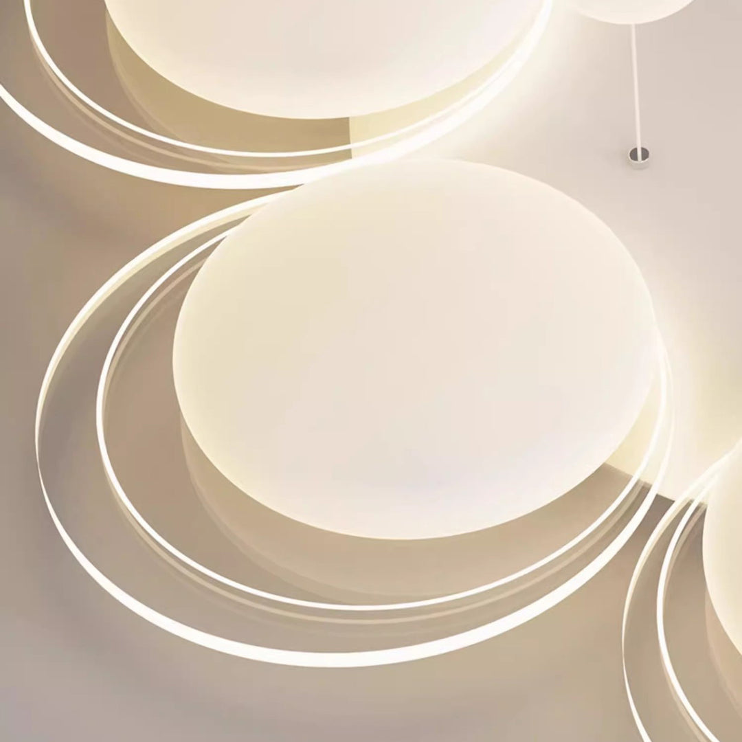 Plafonnier LED en fer nordique contemporain PE boule ronde pour salon 