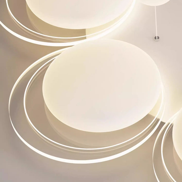Plafonnier LED en fer nordique contemporain PE boule ronde pour salon 