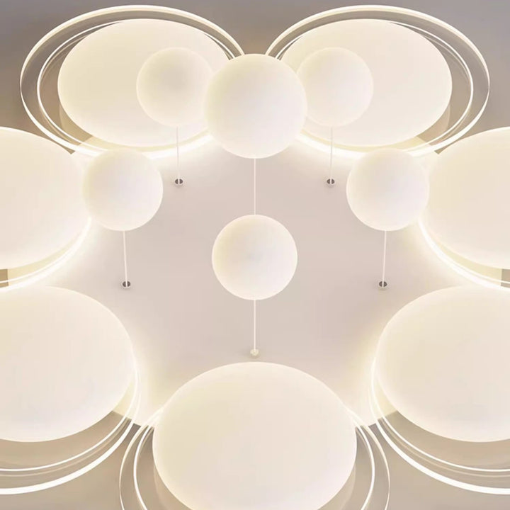 Plafonnier LED en fer nordique contemporain PE boule ronde pour salon 