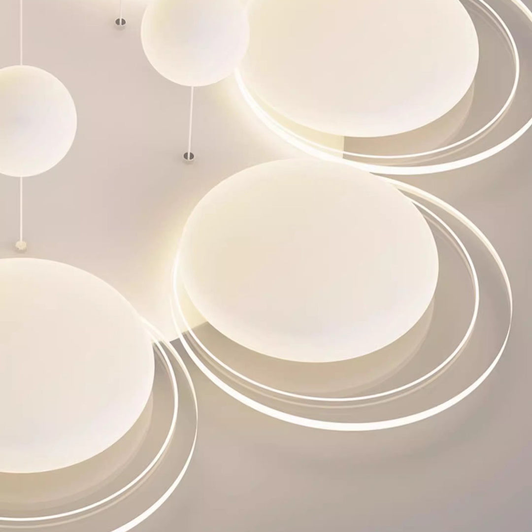 Plafonnier LED en fer nordique contemporain PE boule ronde pour salon 