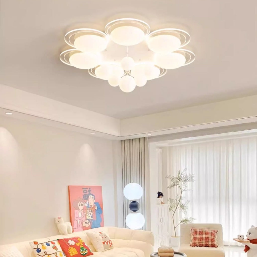 Plafonnier LED en fer nordique contemporain PE boule ronde pour salon 
