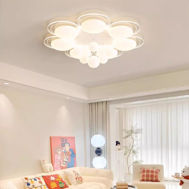 Plafonnier LED en fer nordique contemporain PE boule ronde pour salon 