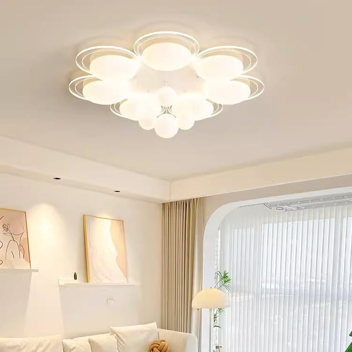 Plafonnier LED en fer nordique contemporain PE boule ronde pour salon 