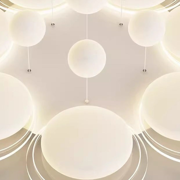 Plafonnier LED en fer nordique contemporain PE boule ronde pour salon 