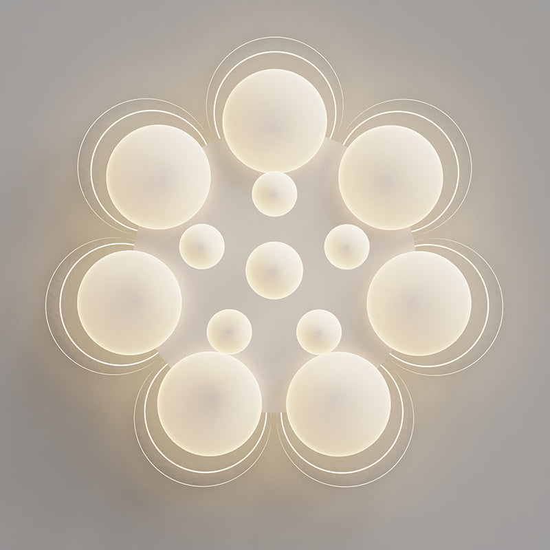 Plafonnier LED en fer nordique contemporain PE boule ronde pour salon 