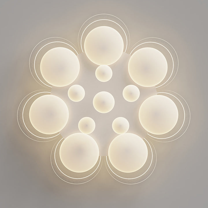 Plafonnier LED en fer nordique contemporain PE boule ronde pour salon 