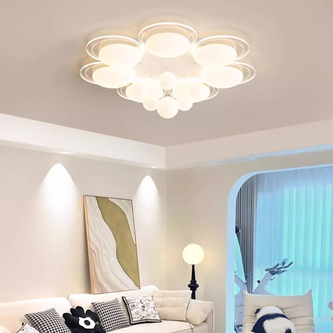Plafonnier LED en fer nordique contemporain PE boule ronde pour salon 