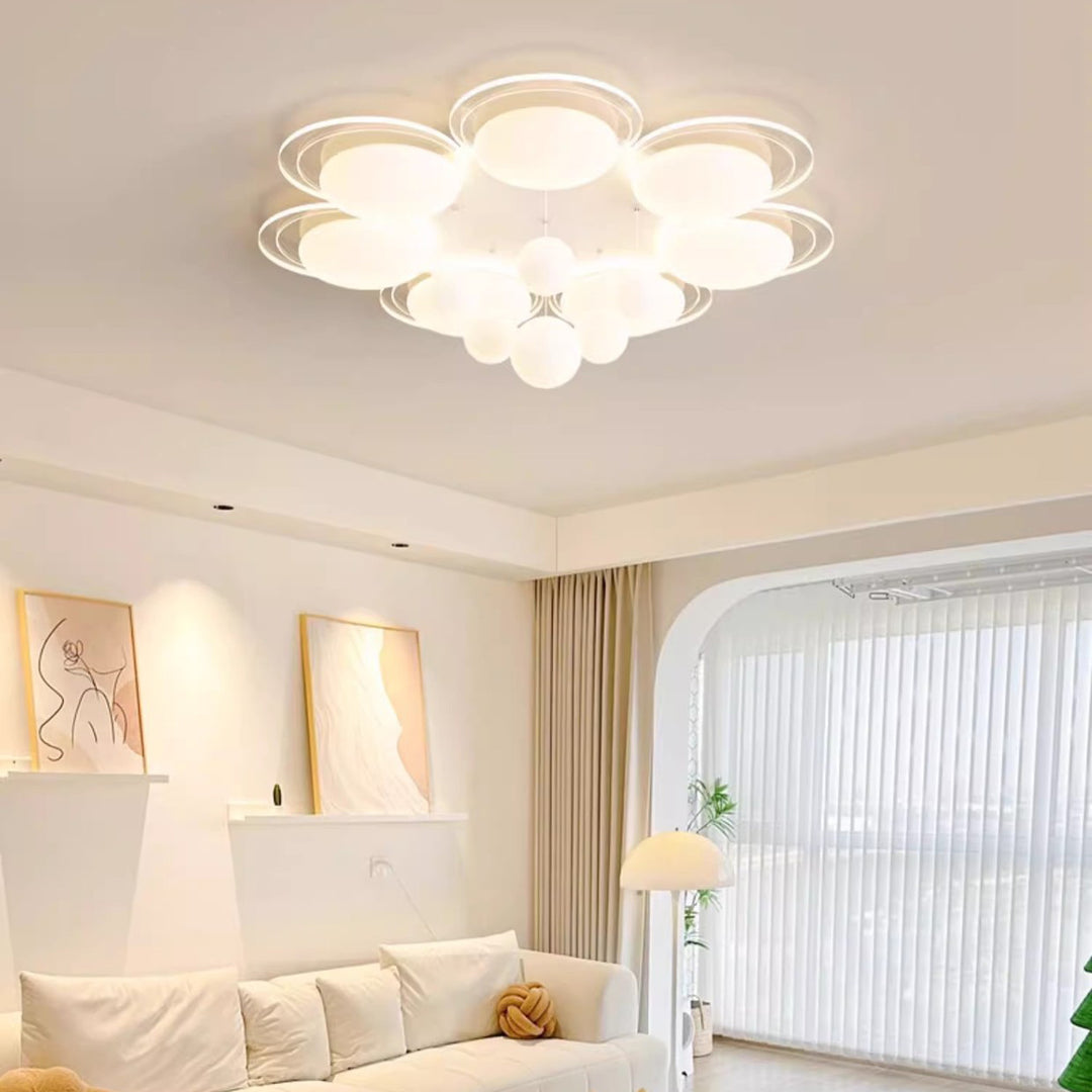 Plafonnier LED en fer nordique contemporain PE boule ronde pour salon 