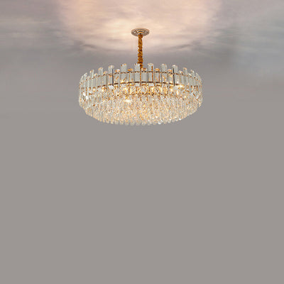Moderne Luxus Eisen Kristall Streifen Runde Elliptische 6/8/9/15/20 Licht Kronleuchter Für Wohnzimmer 