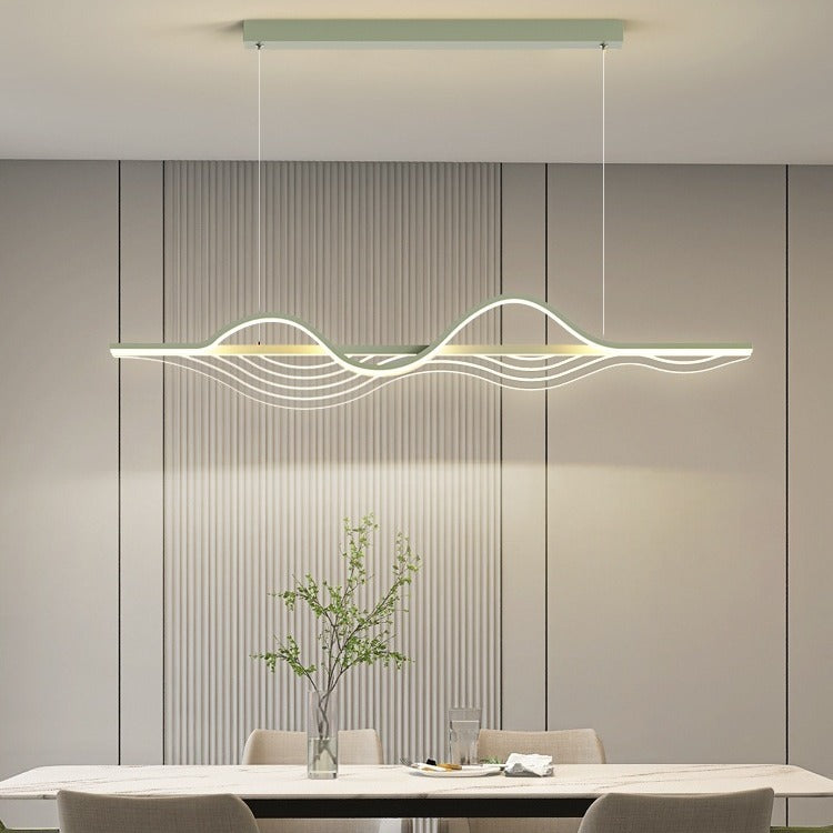 Moderne Nordic Eisen Acryl Welle Streifen LED Insel Licht Kronleuchter Für Esszimmer 