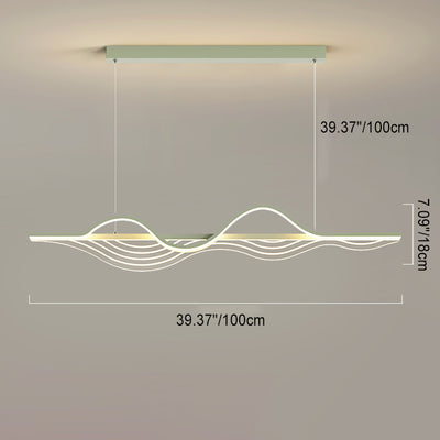 Moderne Nordic Eisen Acryl Welle Streifen LED Insel Licht Kronleuchter Für Esszimmer 