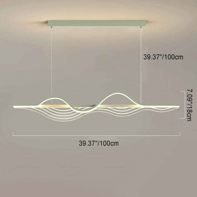 Moderne Nordic Eisen Acryl Welle Streifen LED Insel Licht Kronleuchter Für Esszimmer 