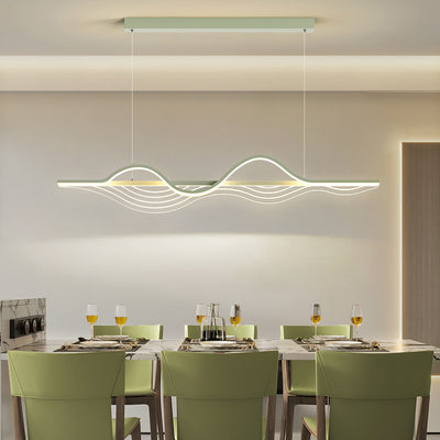 Moderne Nordic Eisen Acryl Welle Streifen LED Insel Licht Kronleuchter Für Esszimmer 