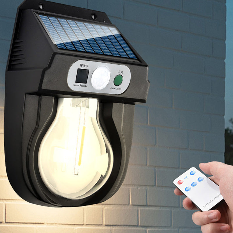 مصباح جداري LED بيضاوي الشكل من البلاستيك المقاوم للماء بتصميم آرت ديكو الحديث للطاقة الشمسية للاستخدام في الفناء الخارجي 