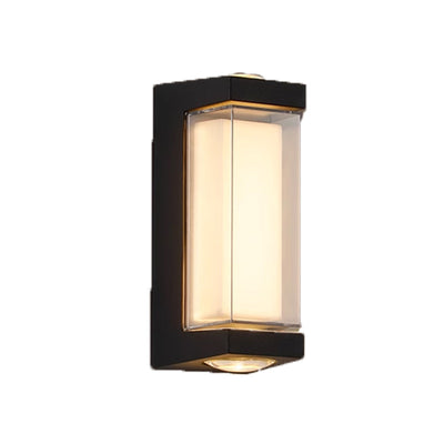 مصباح حائط LED مكعب أسطواني من الألومنيوم المقاوم للماء بتصميم بسيط وحديث للفناء الخارجي 