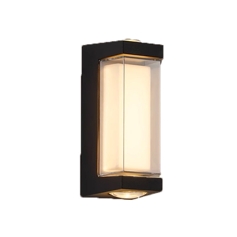 مصباح حائط LED مكعب أسطواني من الألومنيوم المقاوم للماء بتصميم بسيط وحديث للفناء الخارجي 