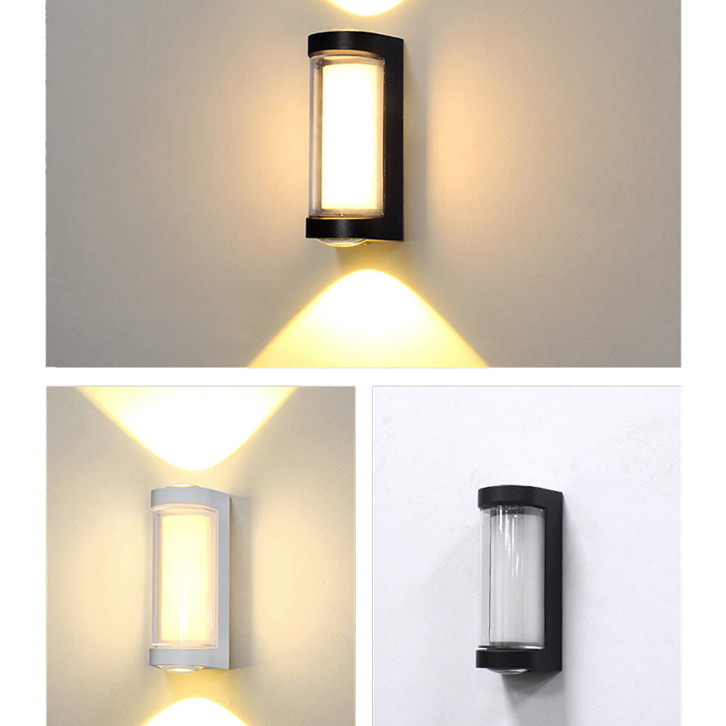 مصباح حائط LED مكعب أسطواني من الألومنيوم المقاوم للماء بتصميم بسيط وحديث للفناء الخارجي 