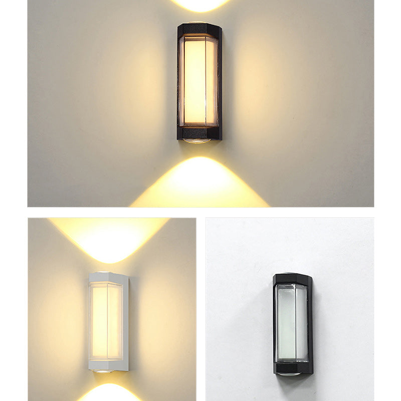 مصباح حائط LED مكعب أسطواني من الألومنيوم المقاوم للماء بتصميم بسيط وحديث للفناء الخارجي 