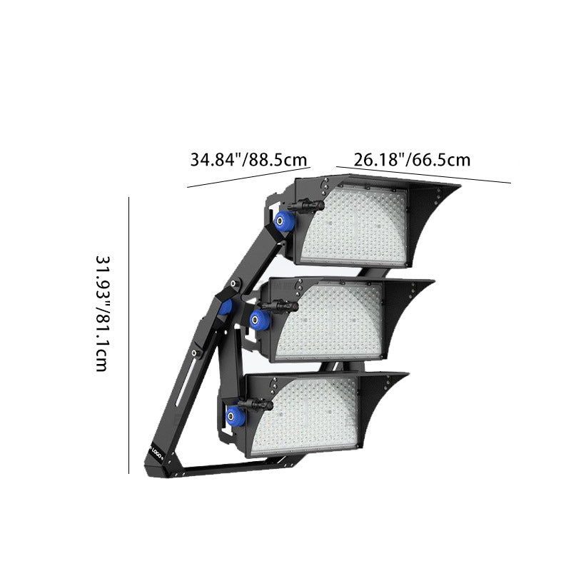 Luz LED de alta potencia para exteriores, impermeable, rectangular, giratoria, de aluminio industrial contemporáneo para patio exterior 