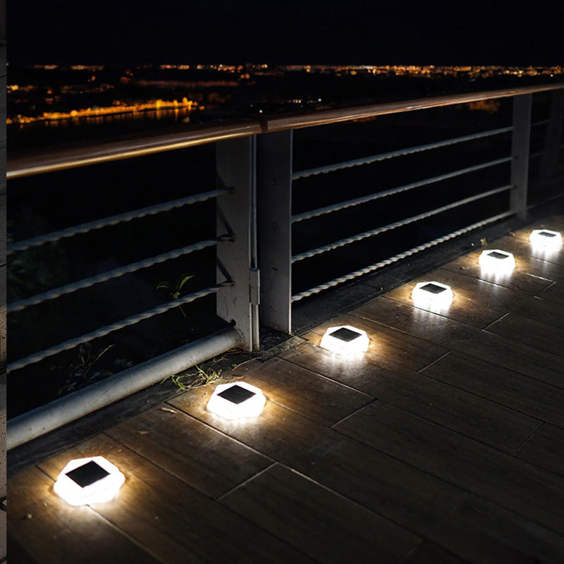 Iluminación de paisaje LED rectangular hexagonal de PC impermeable solar de simplicidad moderna para luz exterior de jardín 
