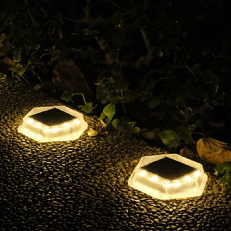 Iluminación de paisaje LED rectangular hexagonal de PC impermeable solar de simplicidad moderna para luz exterior de jardín 
