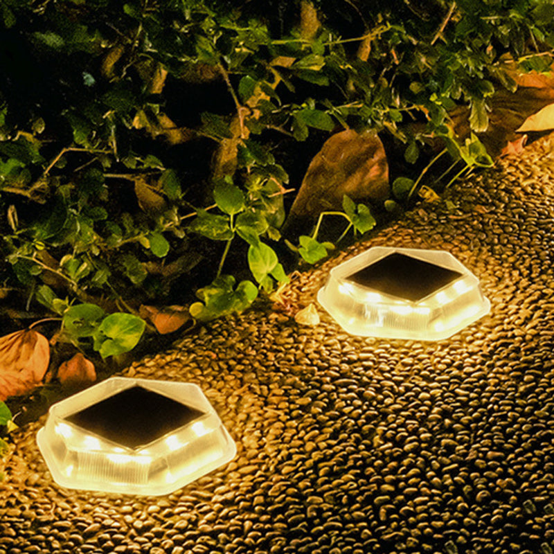 Iluminación de paisaje LED rectangular hexagonal de PC impermeable solar de simplicidad moderna para luz exterior de jardín 