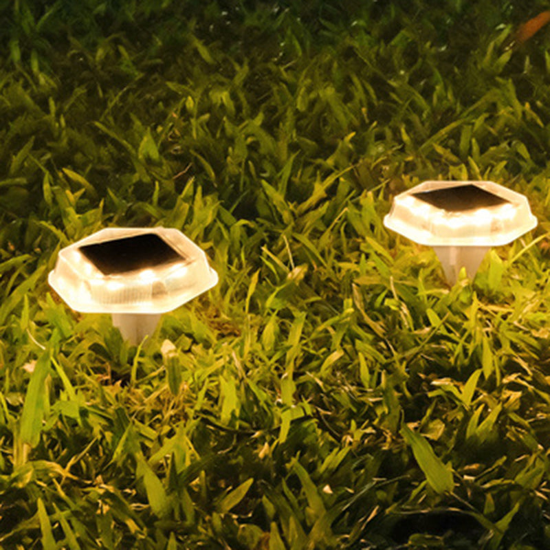 Iluminación de paisaje LED rectangular hexagonal de PC impermeable solar de simplicidad moderna para luz exterior de jardín 