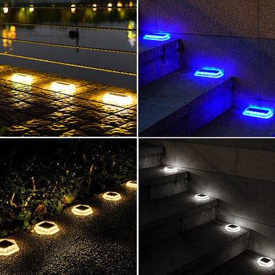 Iluminación de paisaje LED rectangular hexagonal de PC impermeable solar de simplicidad moderna para luz exterior de jardín 