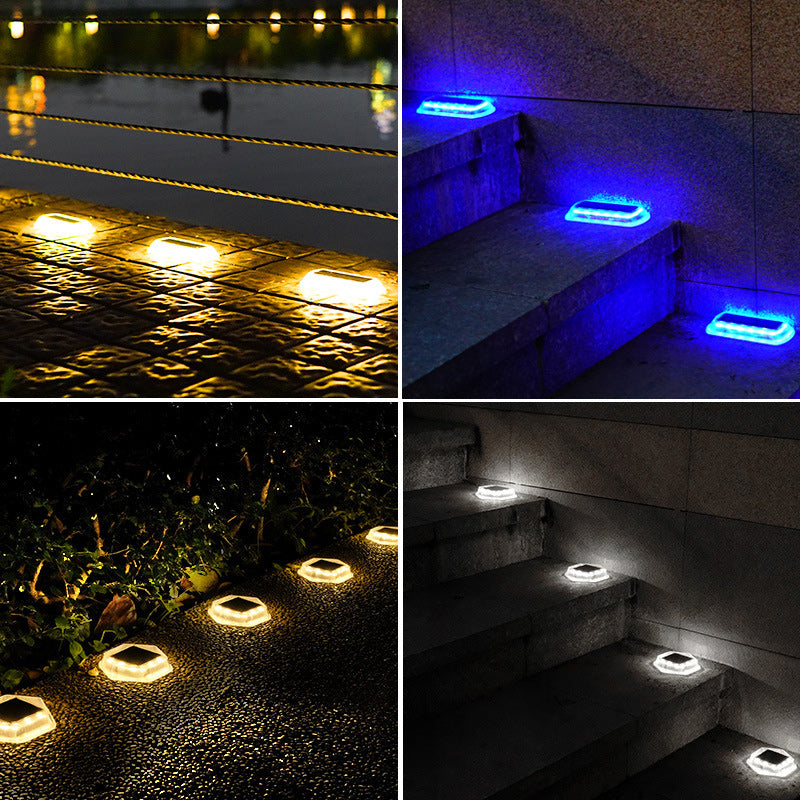 Iluminación de paisaje LED rectangular hexagonal de PC impermeable solar de simplicidad moderna para luz exterior de jardín 