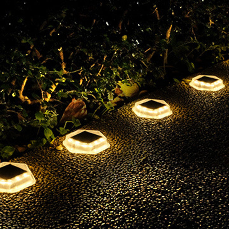 Iluminación de paisaje LED rectangular hexagonal de PC impermeable solar de simplicidad moderna para luz exterior de jardín 