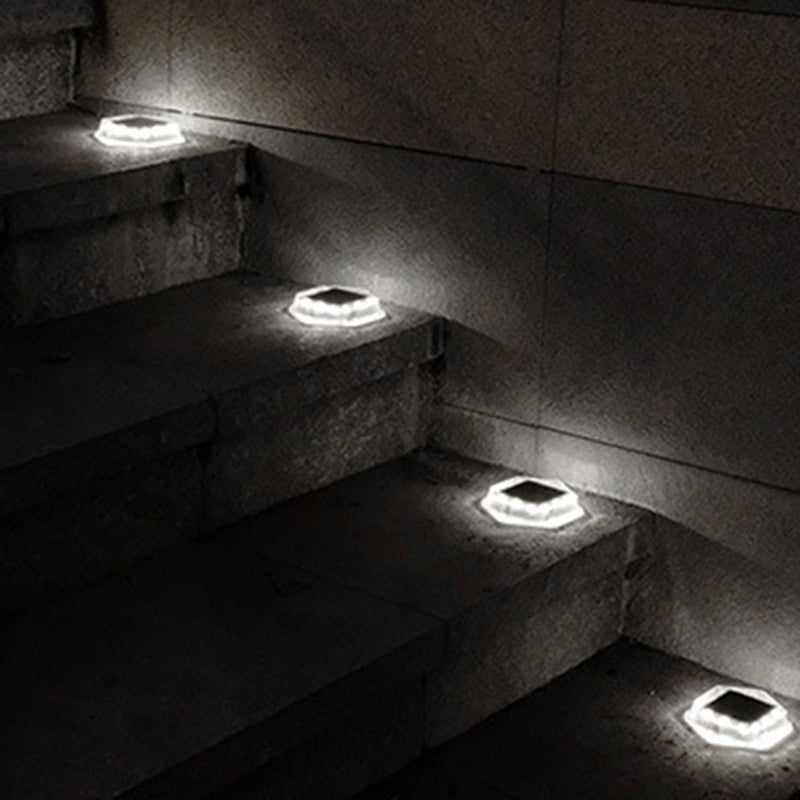 Iluminación de paisaje LED rectangular hexagonal de PC impermeable solar de simplicidad moderna para luz exterior de jardín 