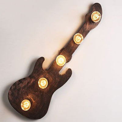 Zeitgenössische Retro Eisen Gitarre 5-Licht Wandleuchte Lampe für Esszimmer 