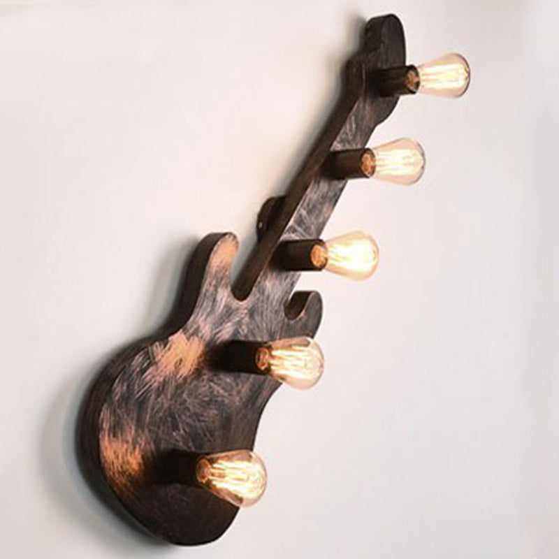 Zeitgenössische Retro Eisen Gitarre 5-Licht Wandleuchte Lampe für Esszimmer 