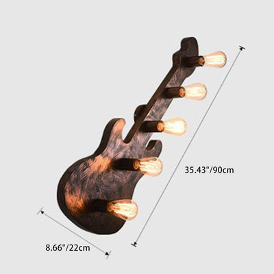 Zeitgenössische Retro Eisen Gitarre 5-Licht Wandleuchte Lampe für Esszimmer 