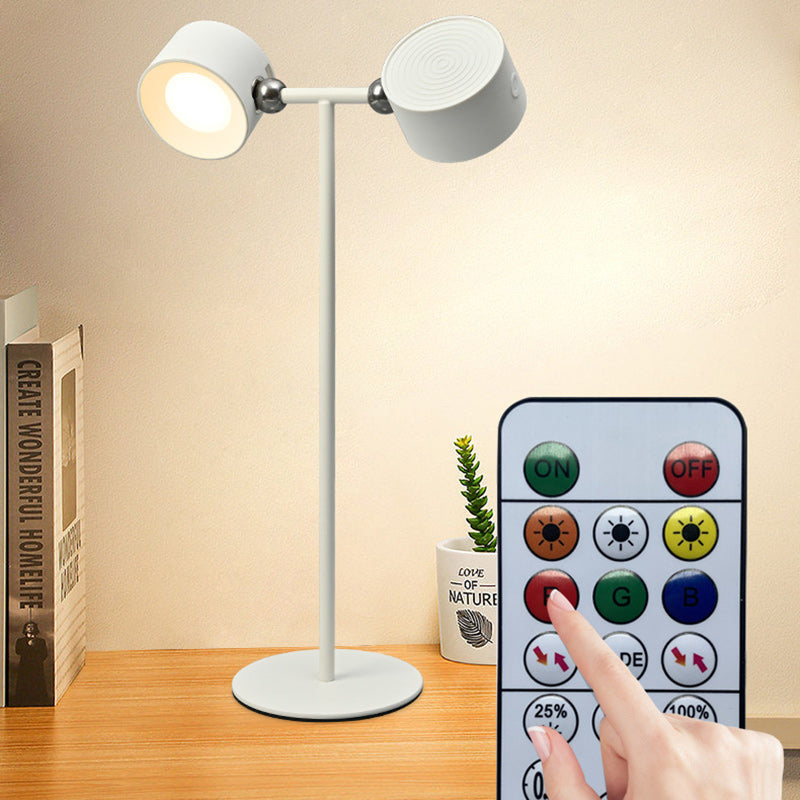 مصباح طاولة LED دائري قابل لإعادة الشحن وقابل للدوران مصنوع من ABS وPC بتصميم حديث وبسيط للدراسة 