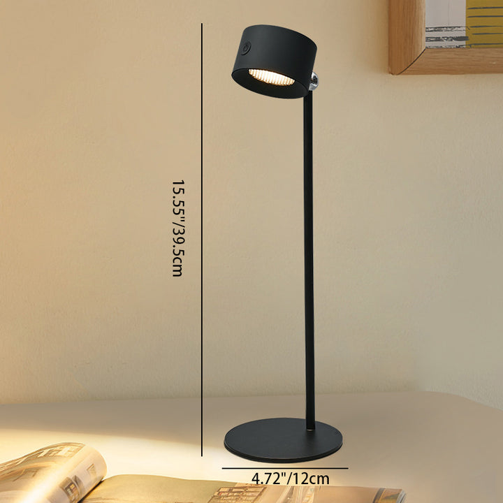 Lampe de table LED ronde en ABS PC rechargeable et rotative minimaliste moderne pour étude 