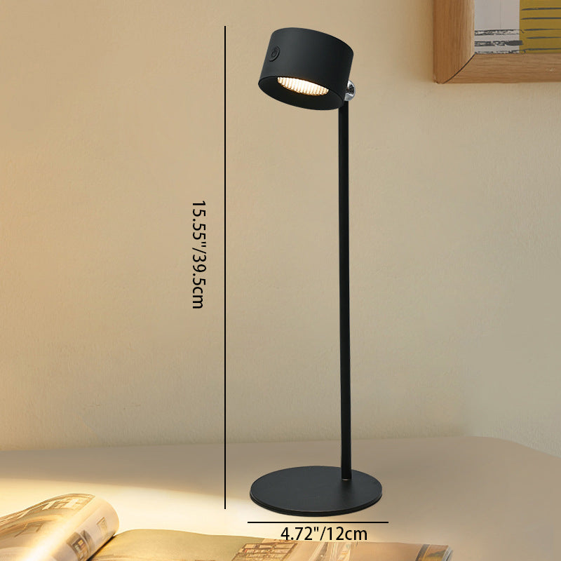 مصباح طاولة LED دائري قابل لإعادة الشحن وقابل للدوران مصنوع من ABS وPC بتصميم حديث وبسيط للدراسة 